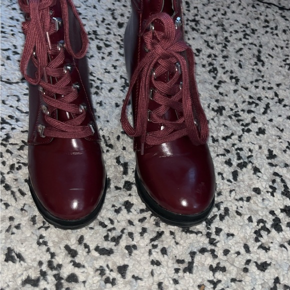 JustFab Deep Red Ankle Boots - Picture 1 of 3